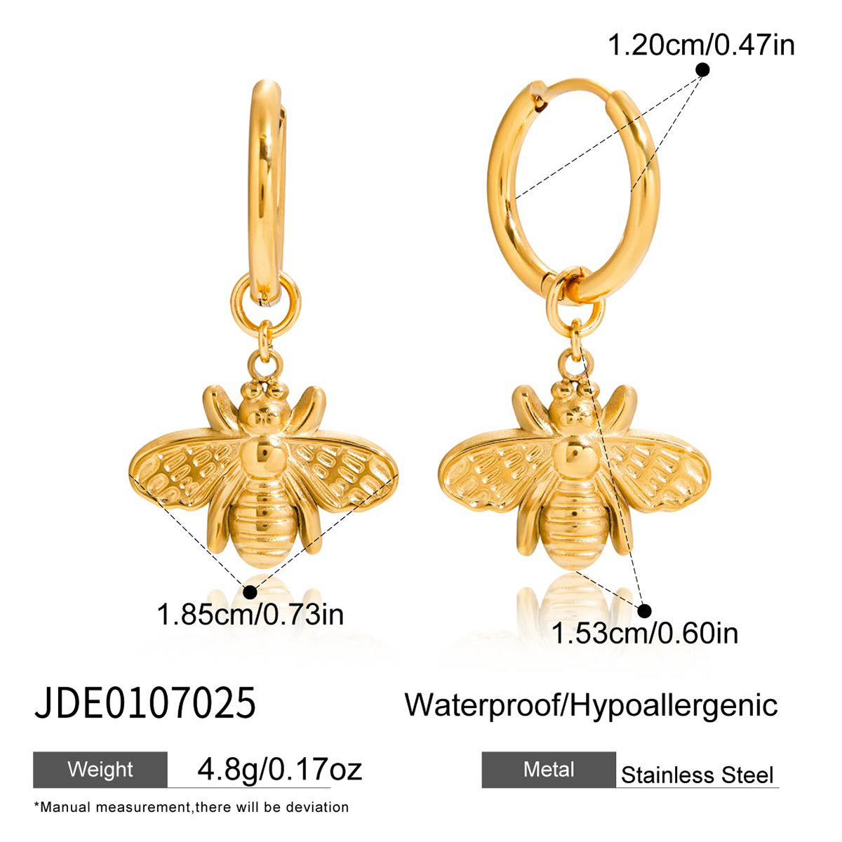 Wholesale Bee Stainless Steel Jewelry Set  Including Earrings Necklace Bracelet Rings