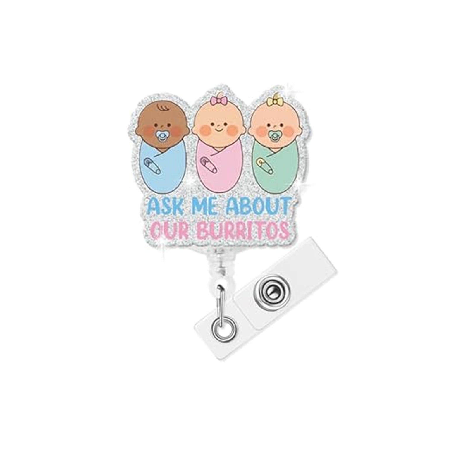 Wholesale Acrylic Retractable Badge Reel Baby Pattern for Nurse ID Card Holder Cute Gift