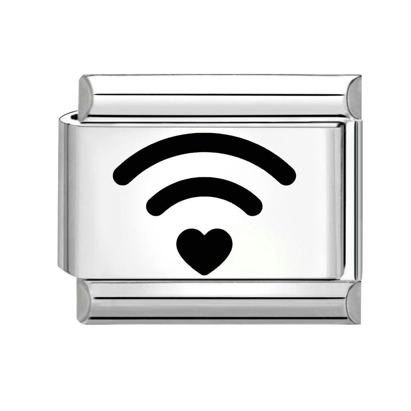 Wholesale Italian Charm Bracelet 9mm DIY Splicing Removable Black and White Lettering Stainless Steel Composable Bracelet