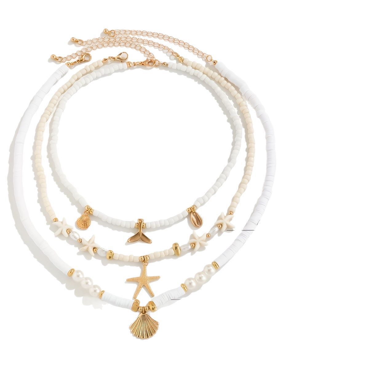 Wholesale  Summer Beach Style Starfish Shell Pearl Necklace Set