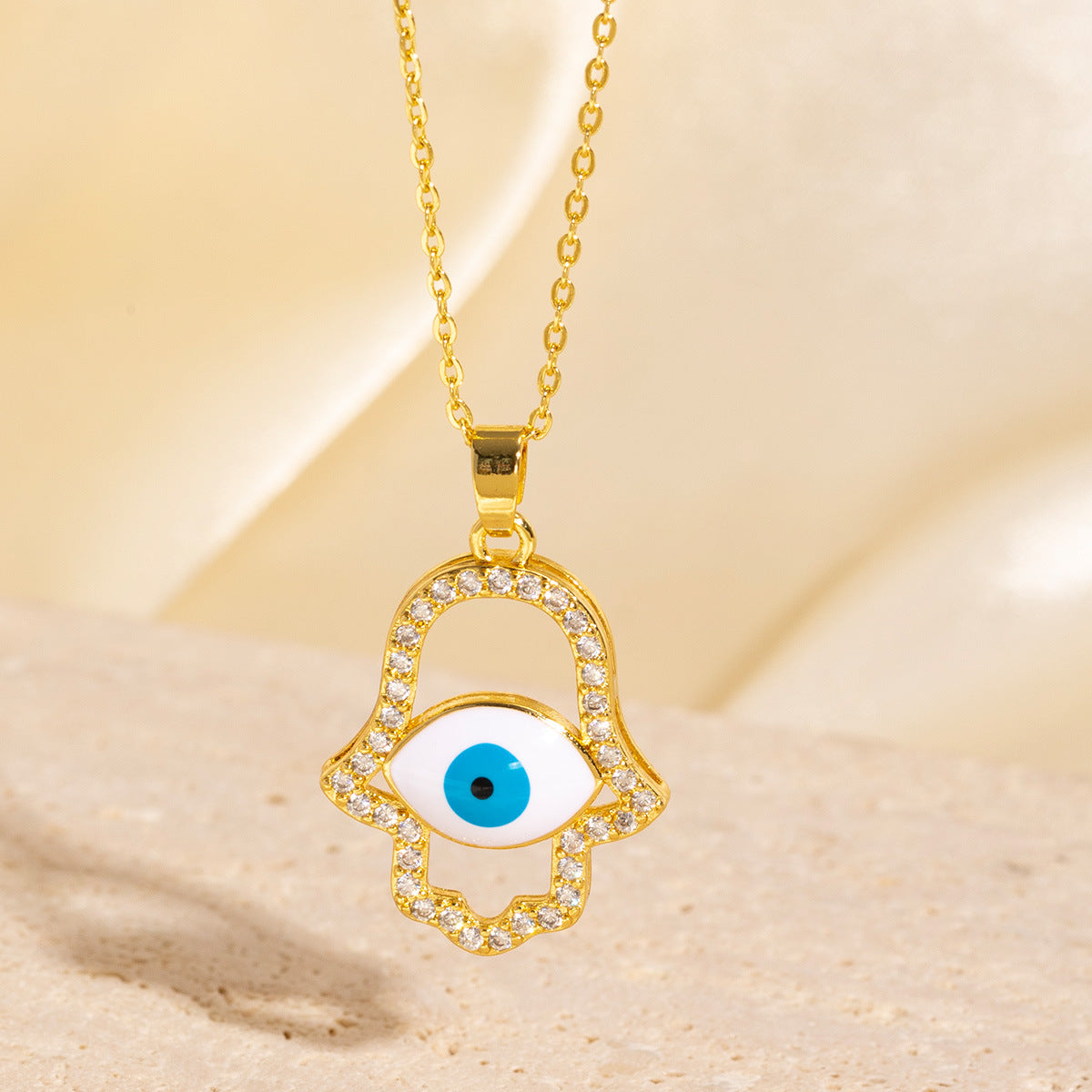 Wholesale Turkey Blue Eyes Devil Eye Pendant Titanium Steel Necklace