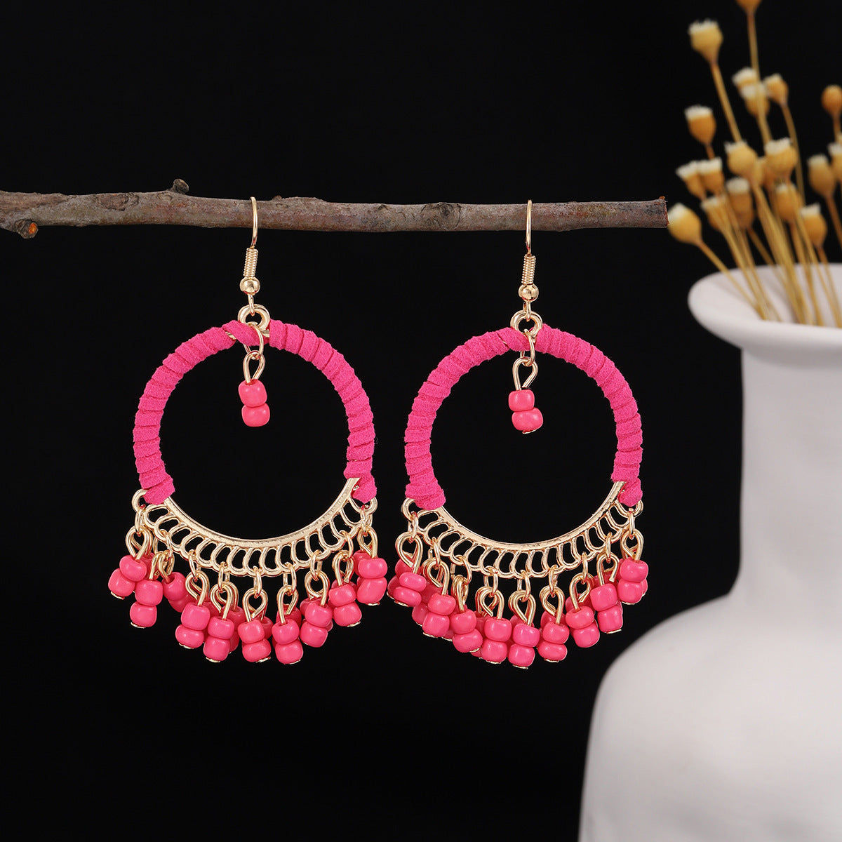 Wholesale Ethnic Bohemian Style Small Millet Beads Earrings ACC-ES-ZhuiWo011