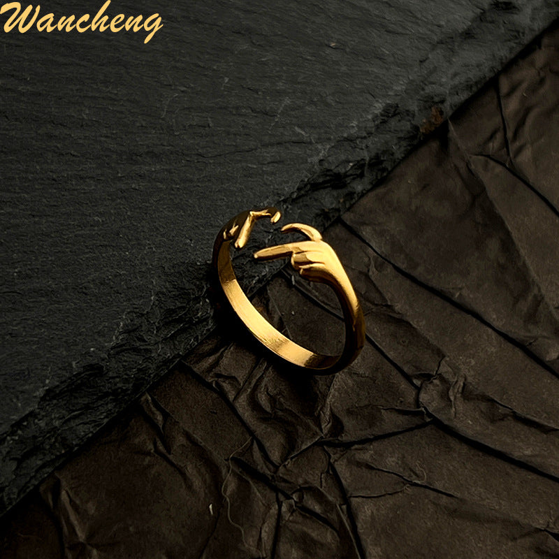 Wholesale Stainless Steel Ring Open No Fading 18K Gold Plated ACC-RS-WanCh003