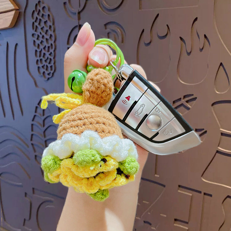 Wholesale Cute Hand-woven Woolen Flower Bouquet Keychain ACC-KC-ZhongChi003