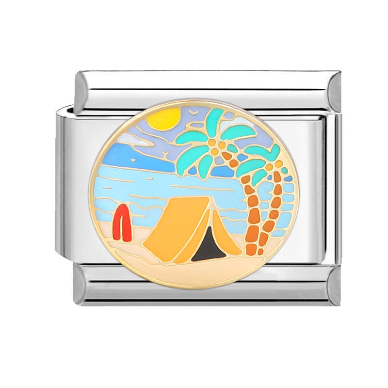 Wholesale  Italian Charm Bracelet 9mm DIY Splicing Removable Orange Holiday Collection Titanium Steel  Composable Bracelet