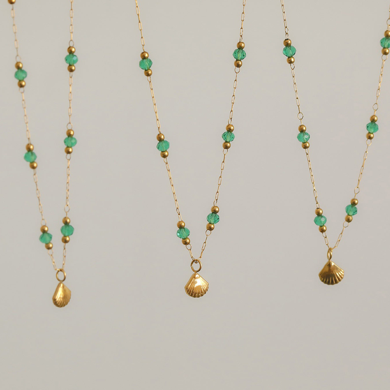 Wholesale Retro Titanium Bone Chain Emerald Beads Necklace