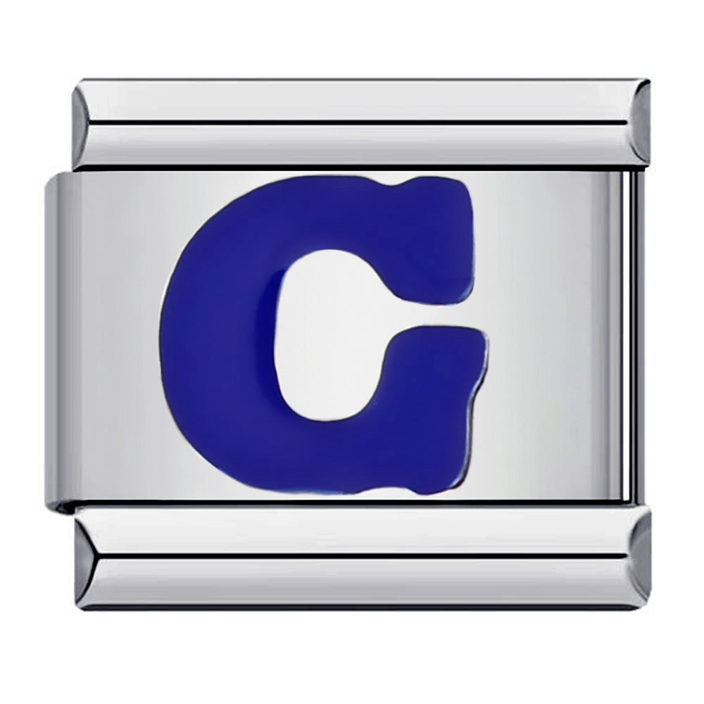 Wholesale Italian Charm Bracelet 9mm DIY Splicing Removable Blue English Letters Stainless Steel Composable Bracelet