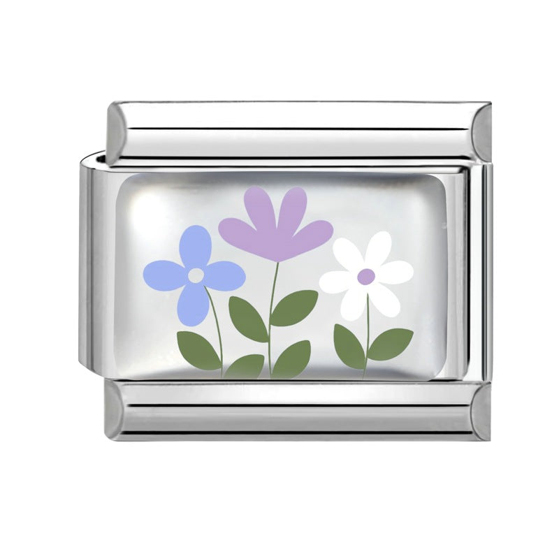 Wholesale 9mm Italian Charm Starter Bracelets DIY Flower Series Stainless Steel Composable Bracelet