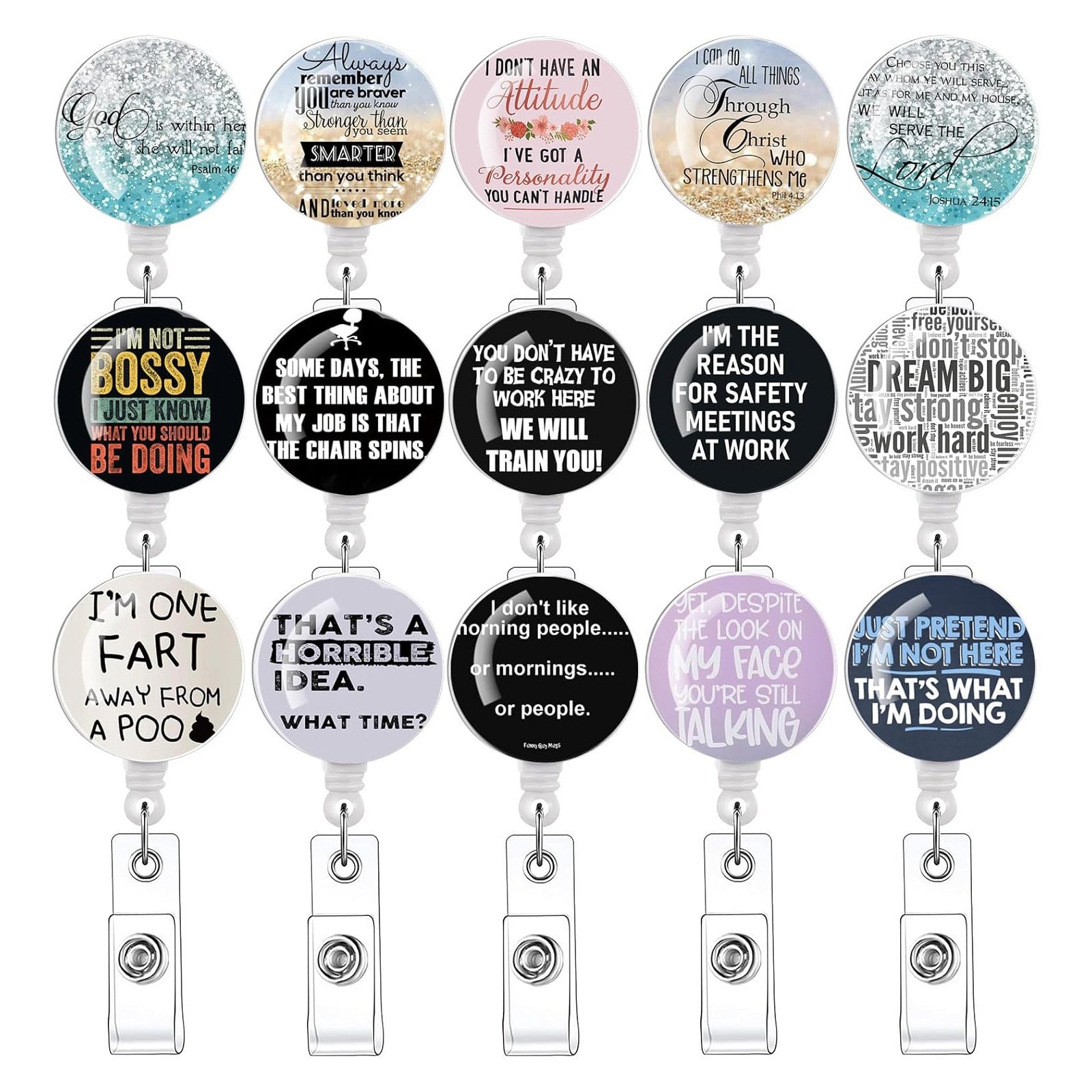 Wholesale Acrylic Retractable Badge Holder with English Quote for Everyday Office Use