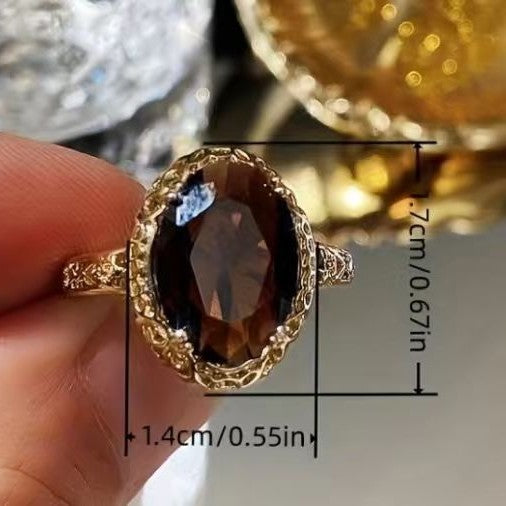 Wholesale Trendy Oval Zircon Ring Vintage Fashion Accessory for Women Resale Gift