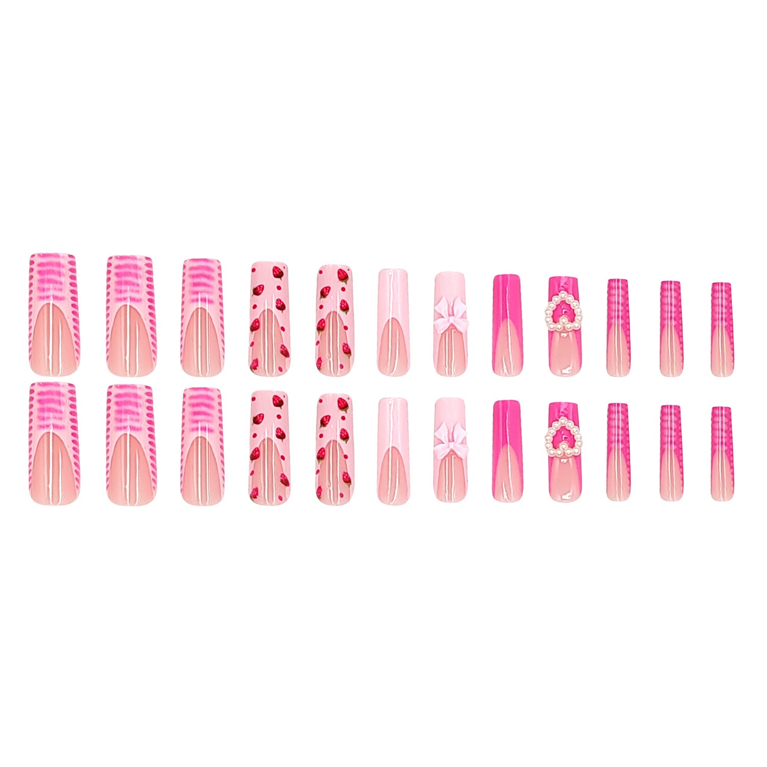 Wholesale 24 Pieces/box Love Bow Manicure Press-on Nails Kits Nail Stickers ACC-NS-NaiEr011