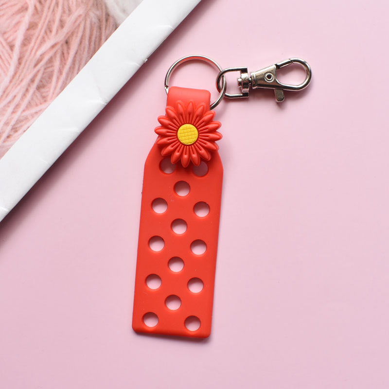 Wholesale Random 10pcs Colored Flower PVC Soft Adhesive DIY Board Keychains ACC-KC-RYY004