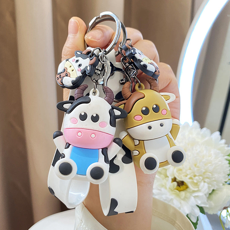 Wholesale Cute Cartoon Cow Silicone Doll Keychain