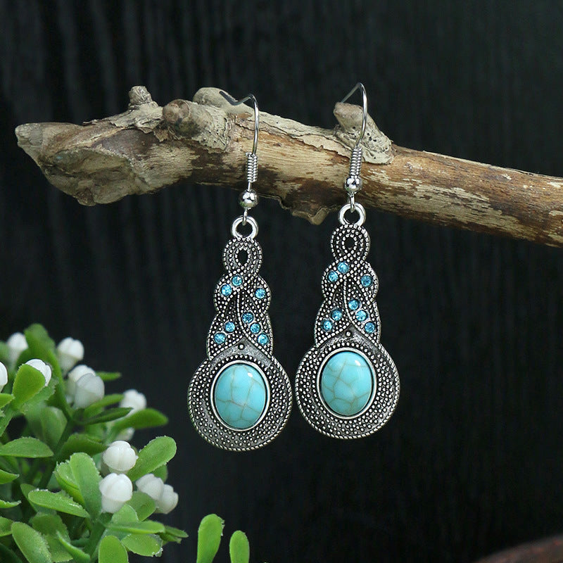 Wholesale Boho Vintage Long Acrylic Turquoise Earrings ACC-ES-MoMo007