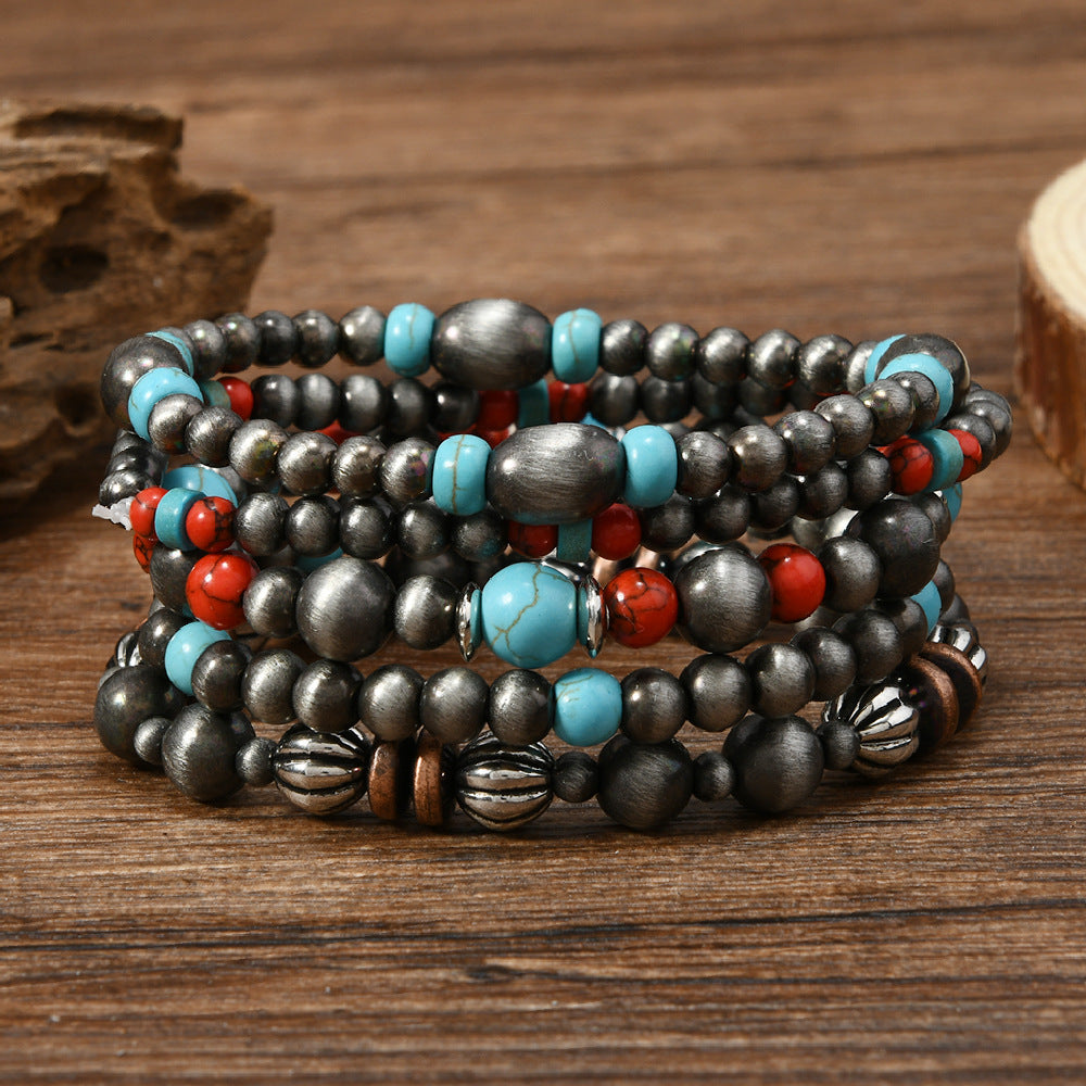 Wholesale Turquoise and Wood Bead Stacking Bracelet – Fashion Accessory Gift for Women