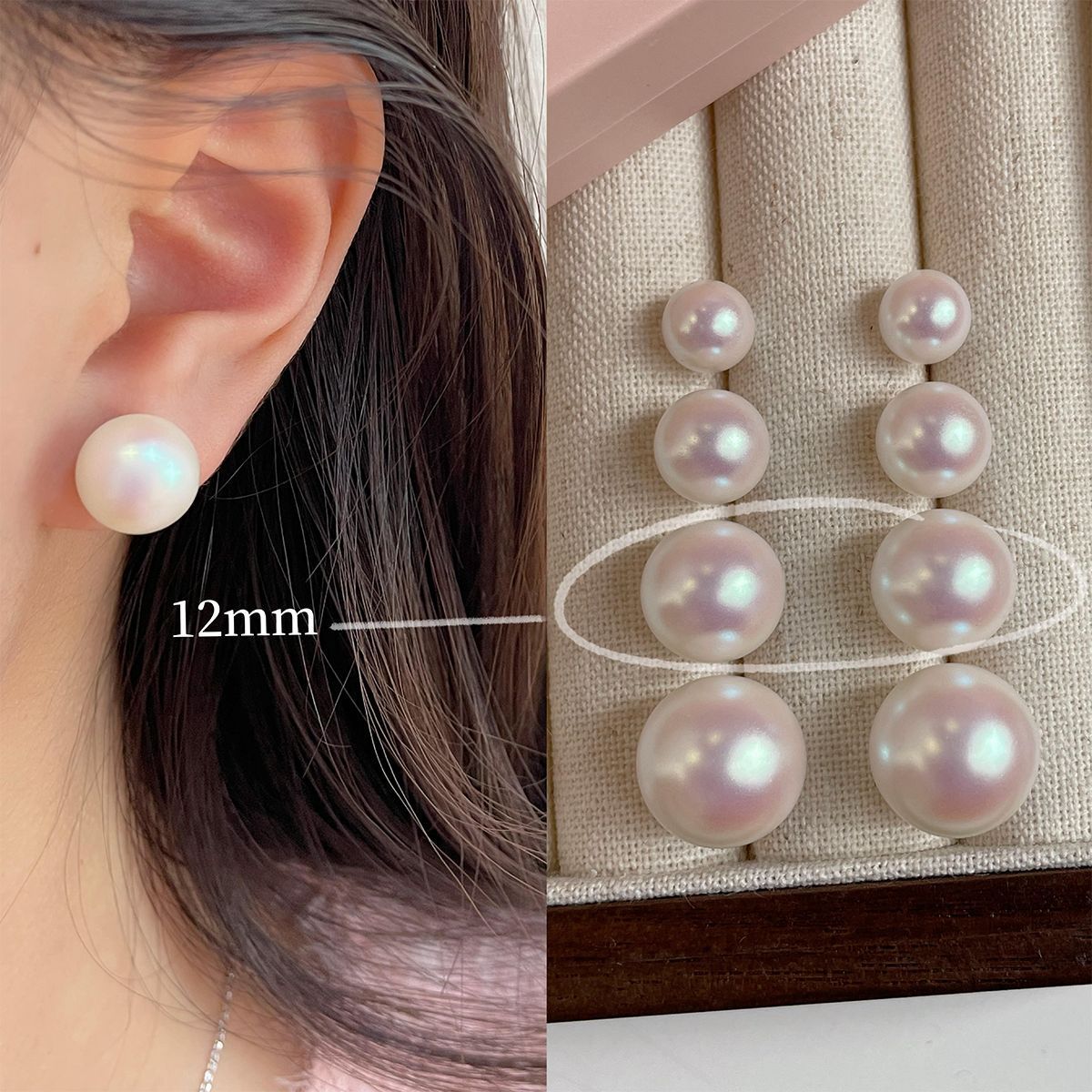 Wholesale lescent Round Pearl Earrings Exquisite  Commuting Versatile Earrings Silver Needle