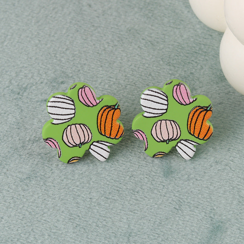 Wholesale   Ghost Bat Geometric Flowers Acrylic Earrings