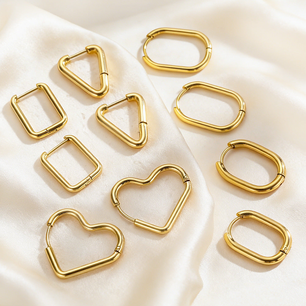 Wholesale Titanium steel square heart earrings