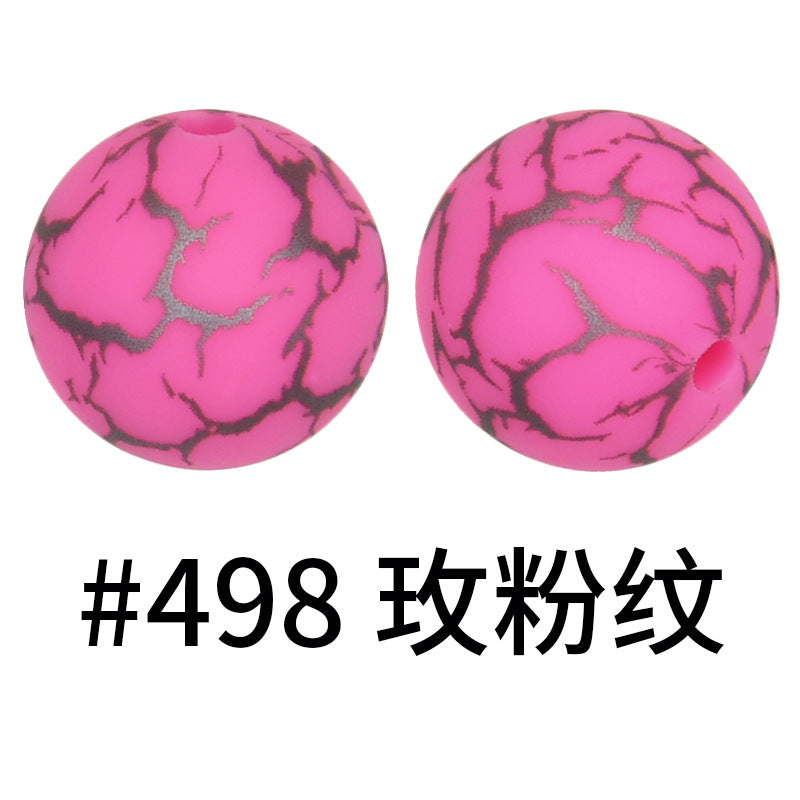 Wholesale 50pcs 15mm Colorful Crack Printed Silicone Balls DIY Beaded Accessories ACC-BDS-HeSheng050