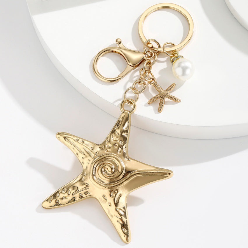 Wholesale Personalized Party Exaggerated Starfish and Conch Keychain Pendant Beach Ocean Vacation Style Bag Pendant