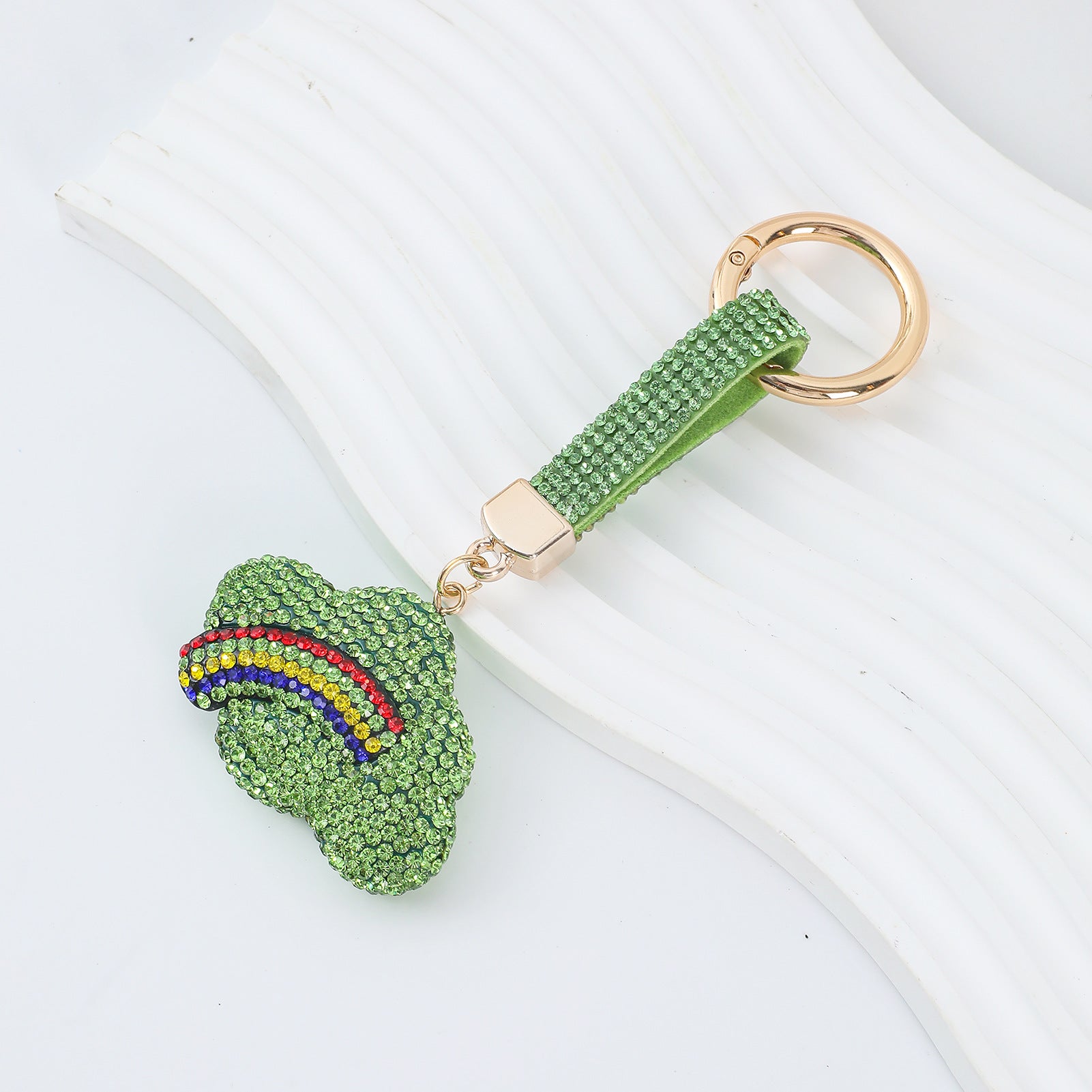 Wholesale double-sided diamond-encrusted colorful cloud  keychain