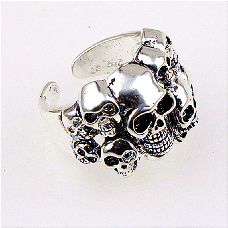 Wholesale Alloy Skull Ghost Head Ring Vintage Punk Adjustable Boutique Resale Jewelry