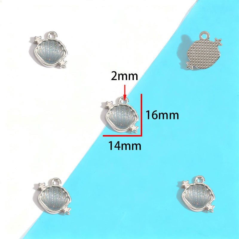 Wholesale Electroplated Zinc Alloy Blue Star Moon Resin Inlay Pendant Charms For DIY Jewelry Making Bag Charm Keychain Everyday Wear