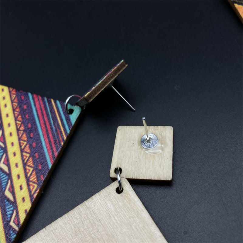 Wholesale Second Hand Vintage Bohemian Wood Long Earrings ACC-ES-FX036