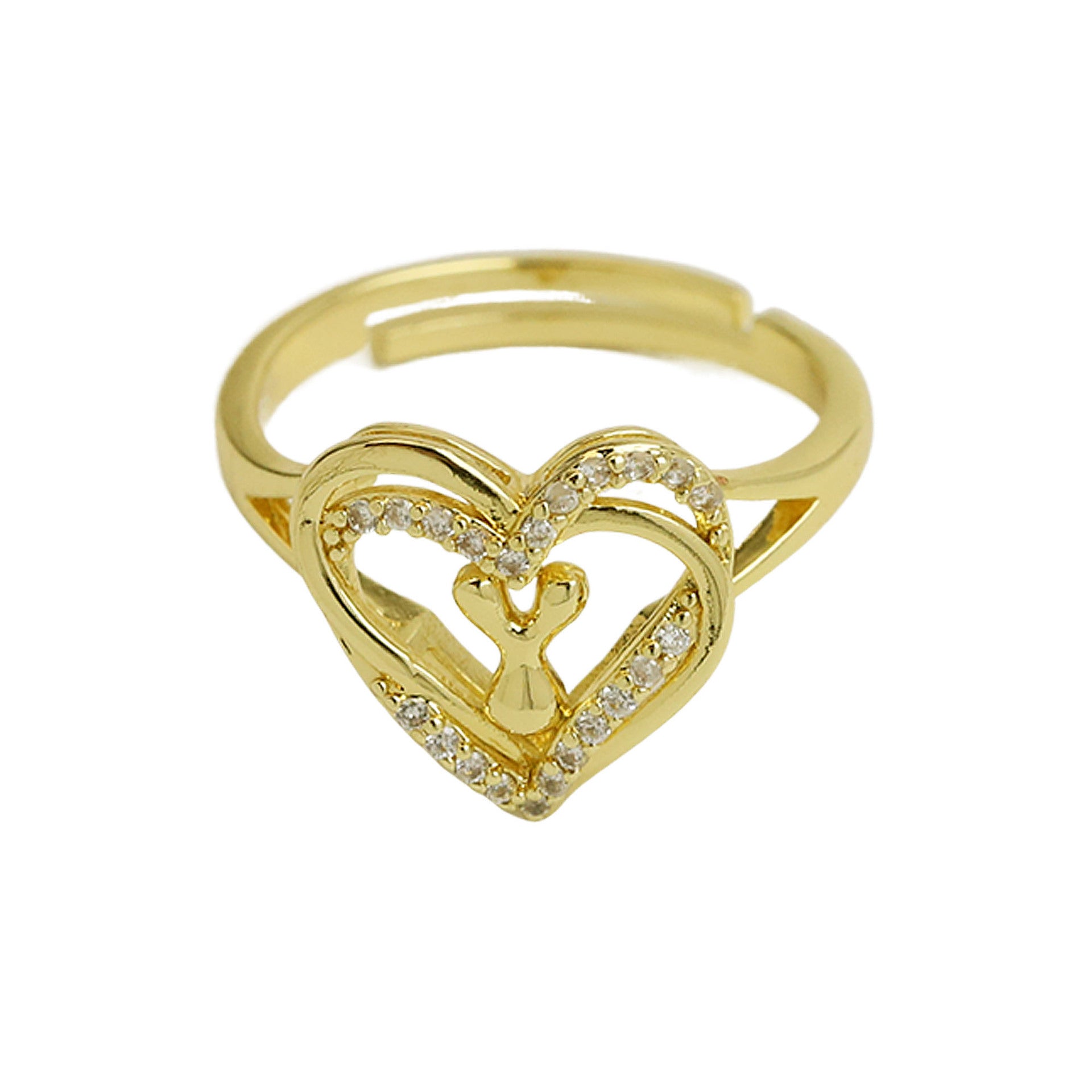 Wholesale  gold love heart-shaped 26 English letters open heart fashion  ring