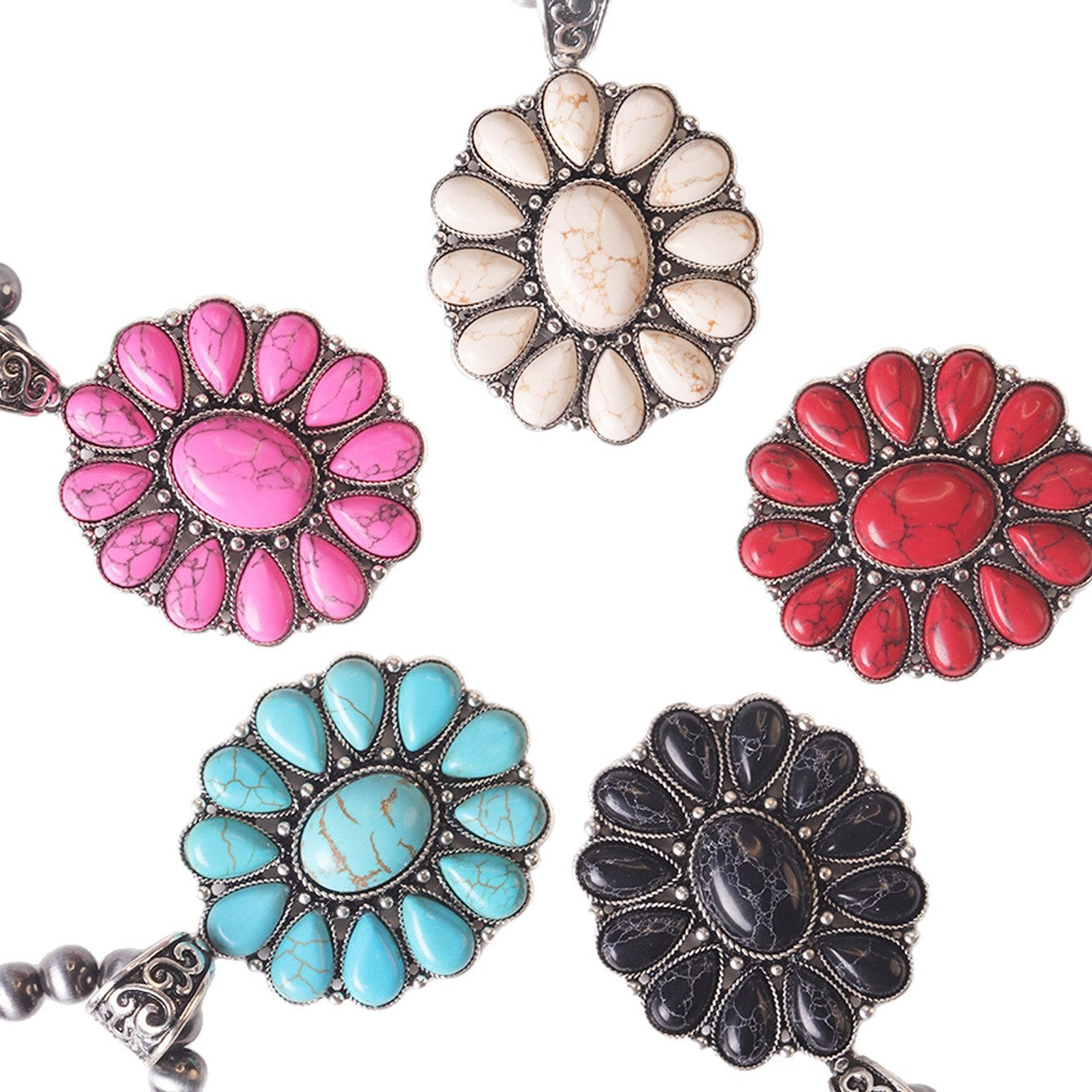 Wholesale Bohemian Zinc Alloy Turquoise Pendant Necklace,  Fashion Accessory for Gift Boutique Resale