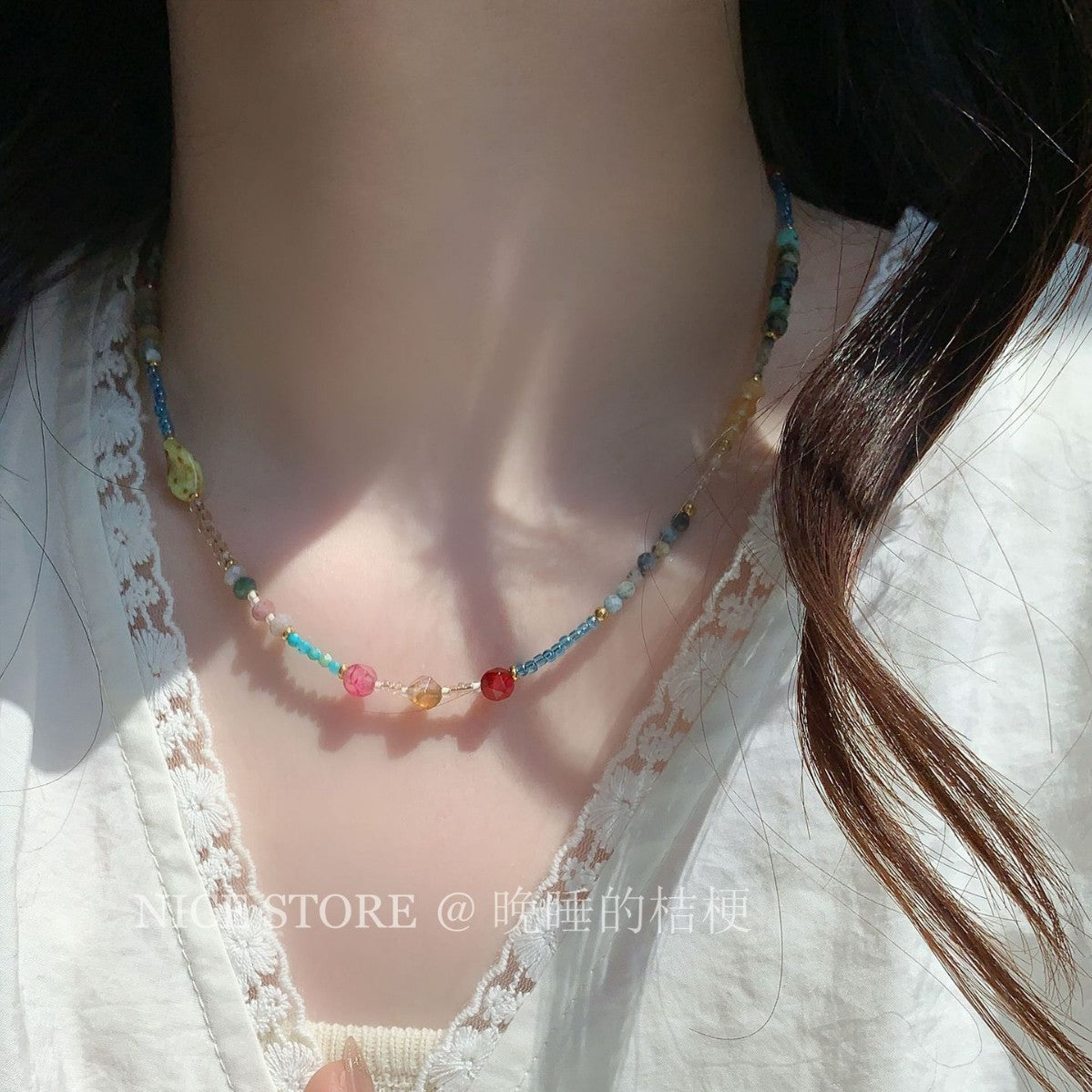 Wholesale Summer Dopamine Natural Stone Beaded Necklace Ethnic Style Clavicle Chain - Boutique Resale Jewelry Accessory