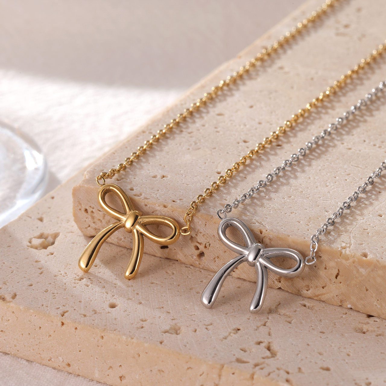 Wholesale A Sense of Sophistication Bow Titanium Steel Necklace