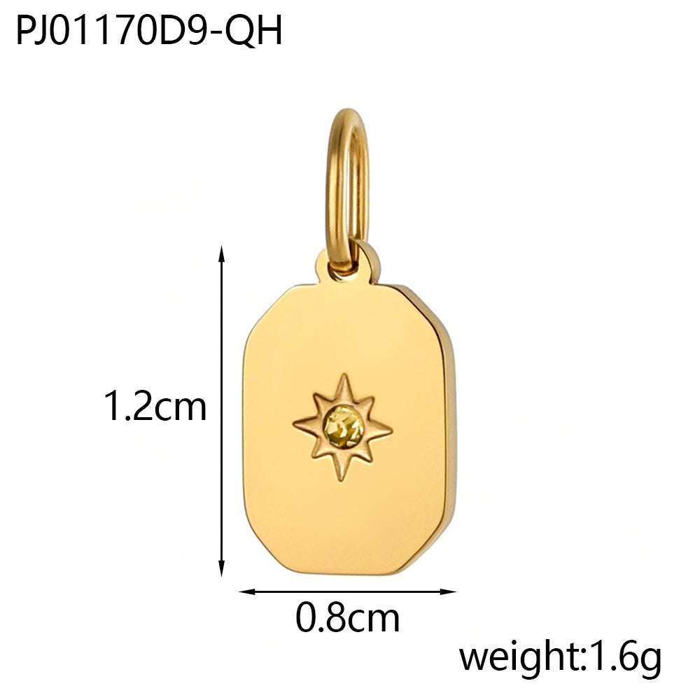 Wholesale Stainless Steel Tag December Zircon Diy Pendant