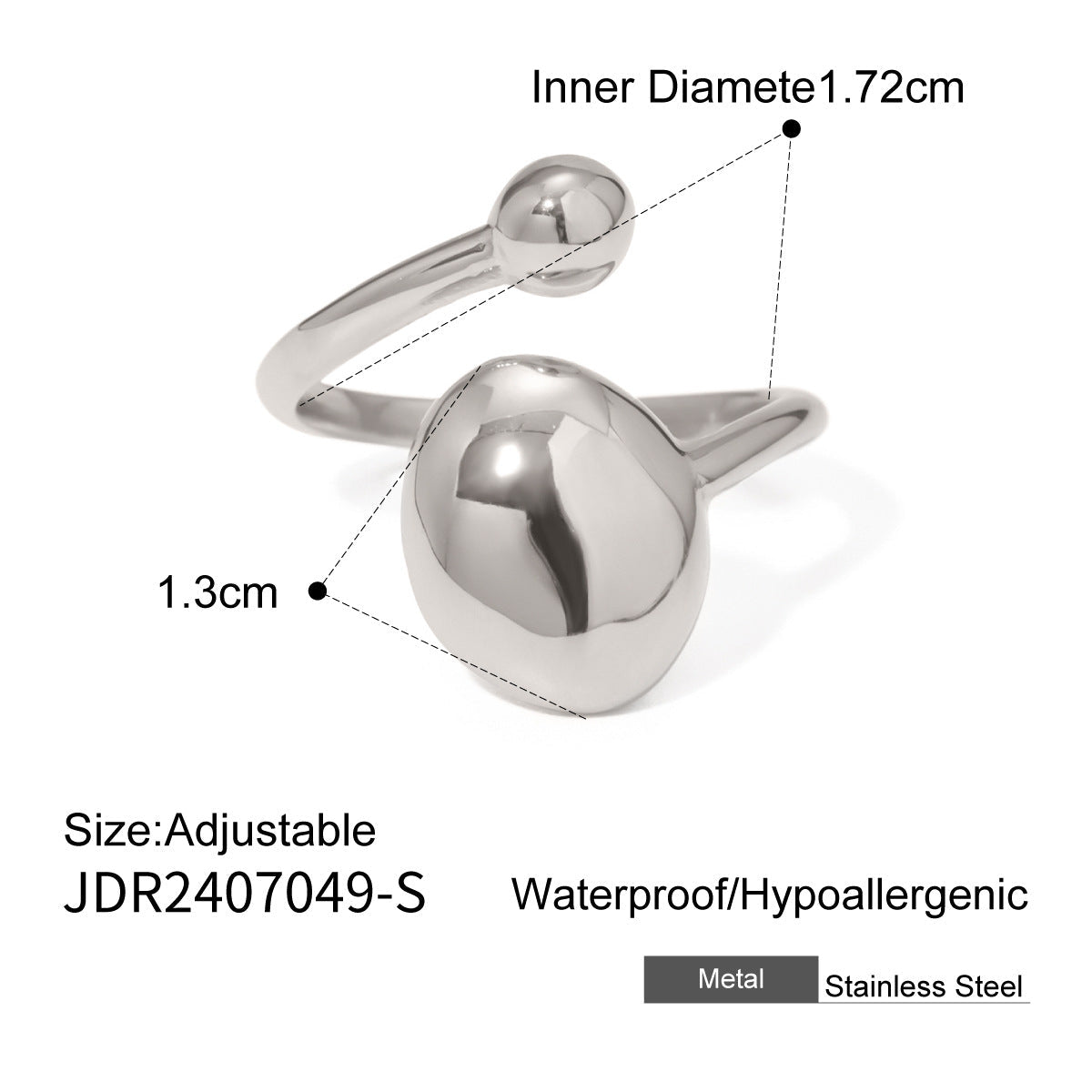 Wholesale  Stainless Steel Opening Ring 18k Gold Jewelry rings