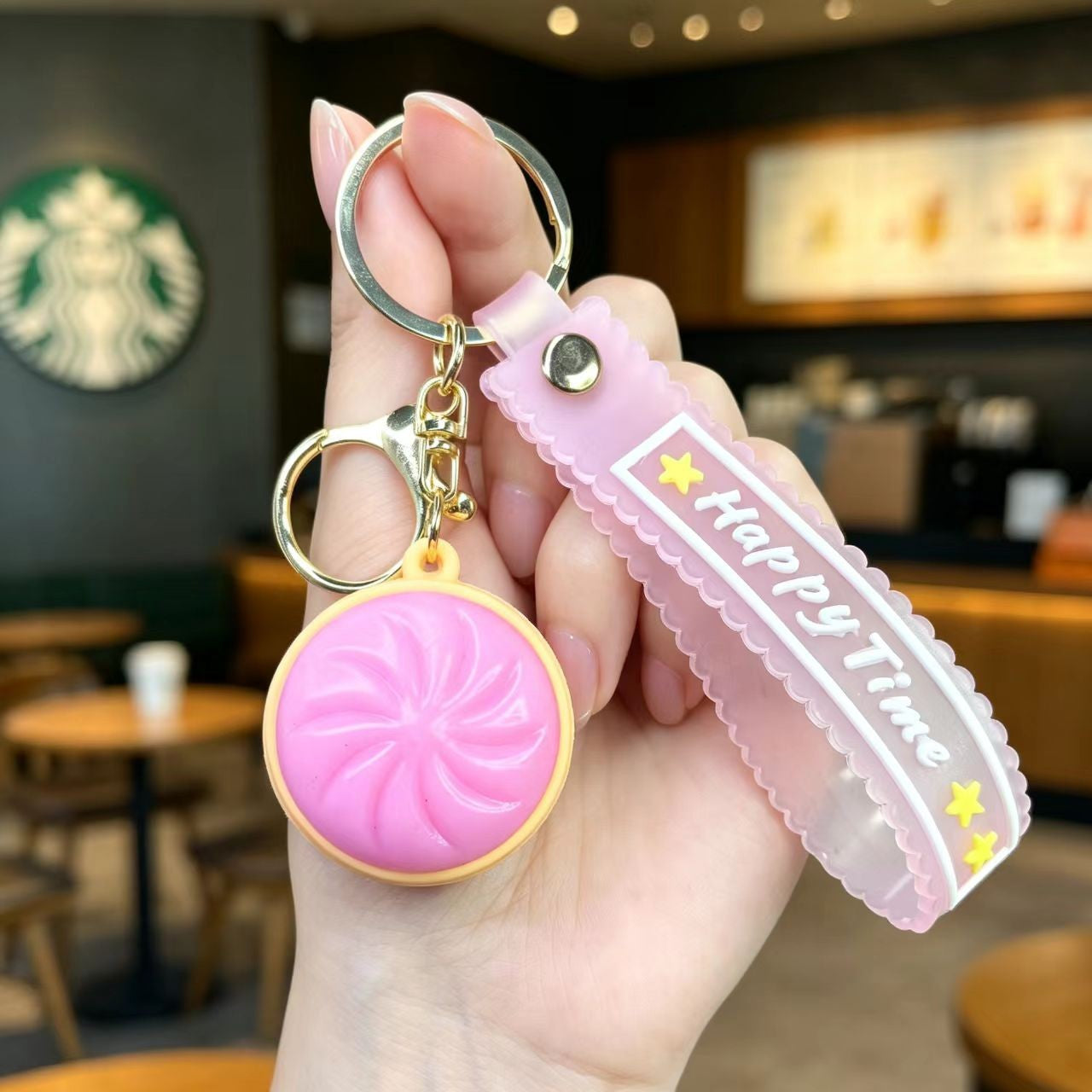 Wholesale Cartoon Realistic Flashing Squishy Bun Keychain Bag Charm for Everyday Use