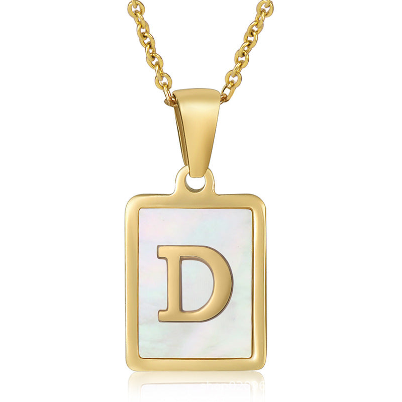 Wholesale  stainless steel three-dimensional shell letter necklace