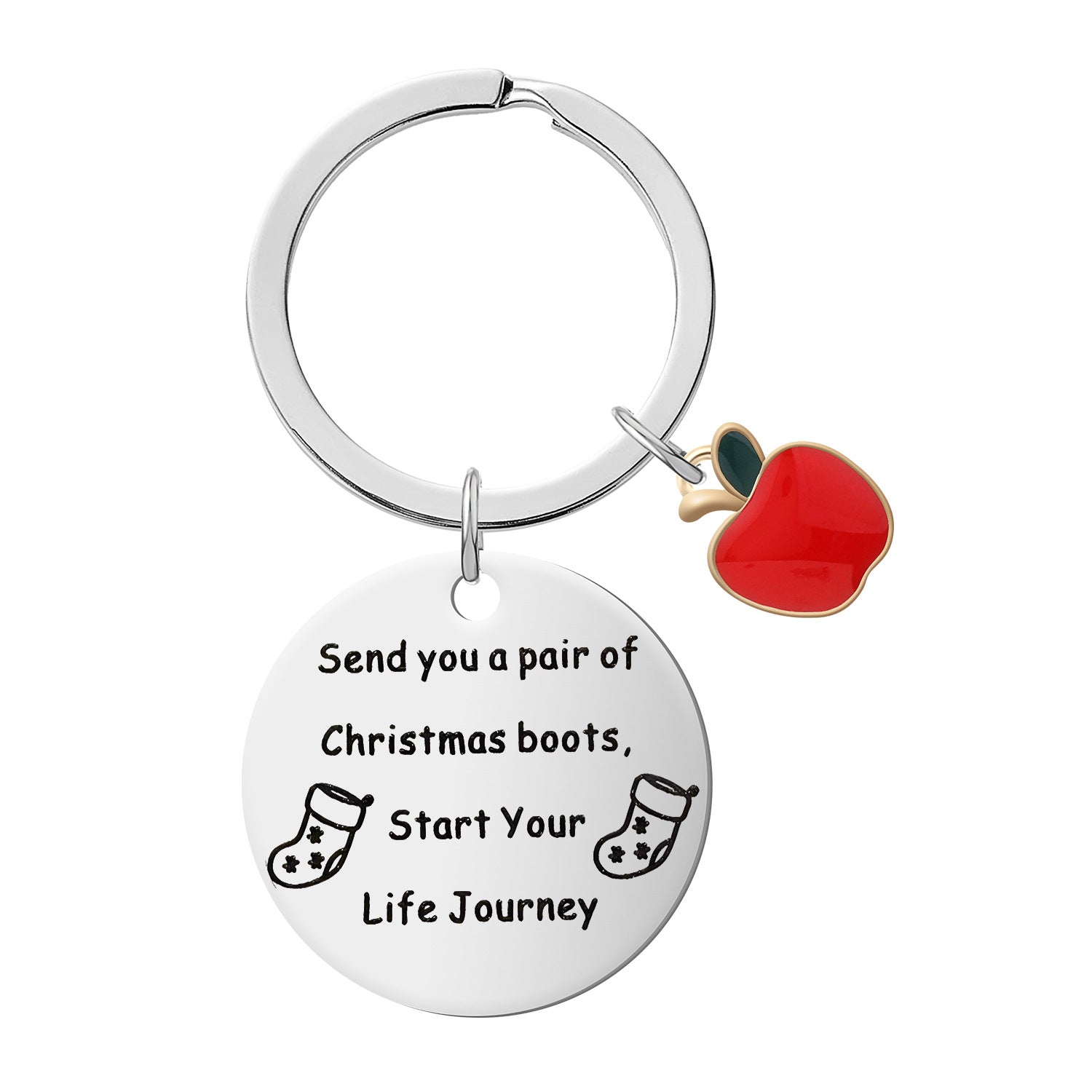 Wholesale Apple Christmas Stainless Steel Keychain