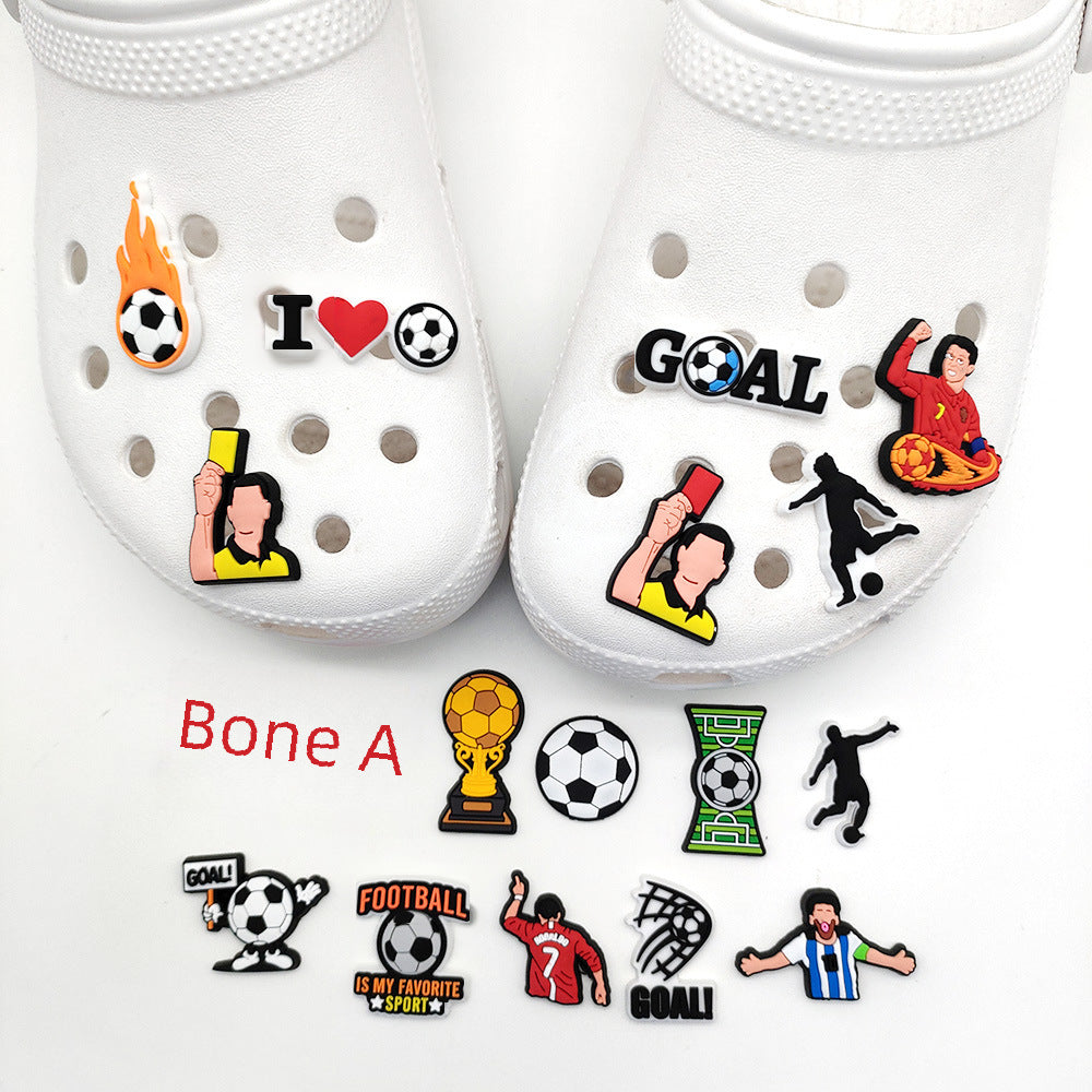 Wholesale 10pcs Football Sports Series Hole Shoe Flower Buckle Shoes Charms