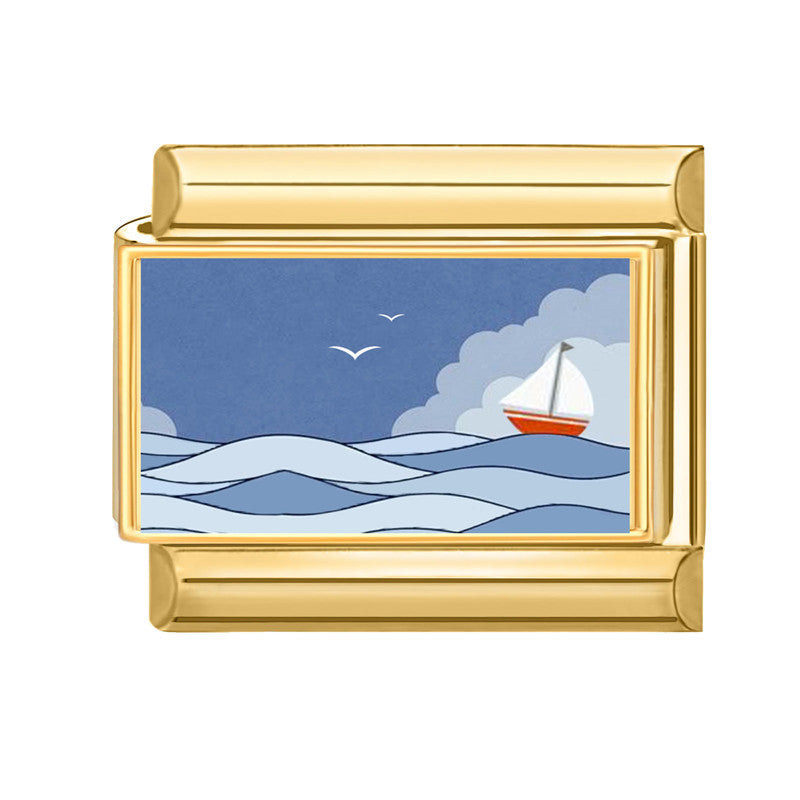 Wholesale 9mm Italian Charm Starter Bracelets DIY Marine Series Stainless Steel Composable Bracelet