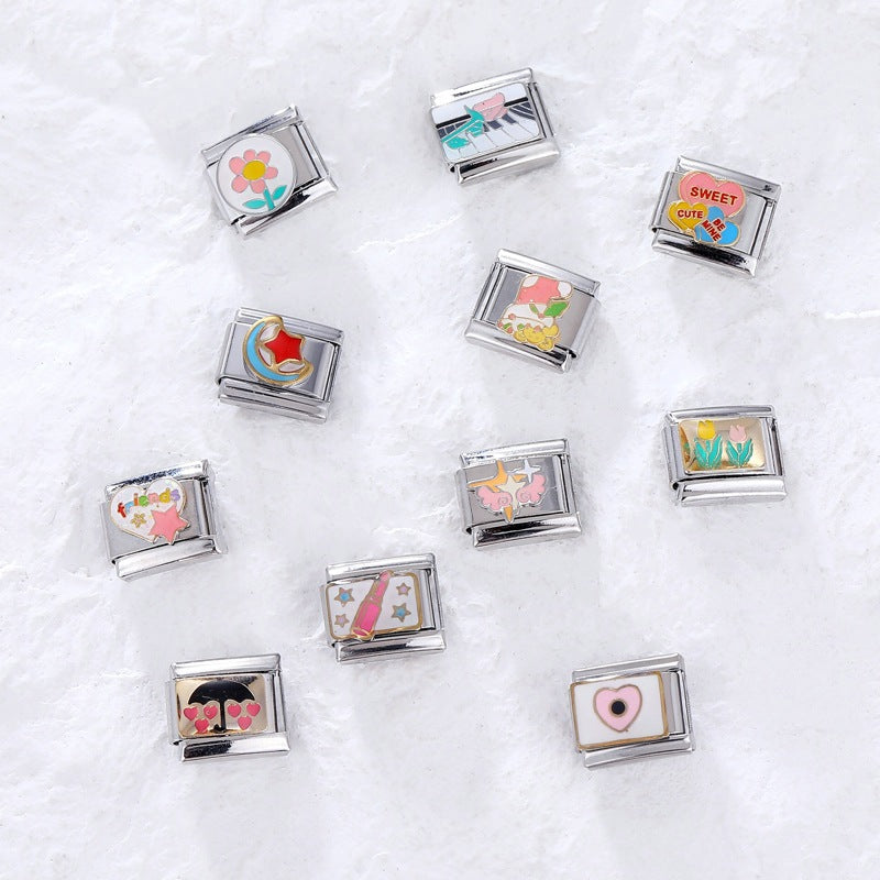 Wholesale Italian Charm Bracelet 9mm DIY Splicing Cartoon Cute Titanium Steel Composable Bracelet