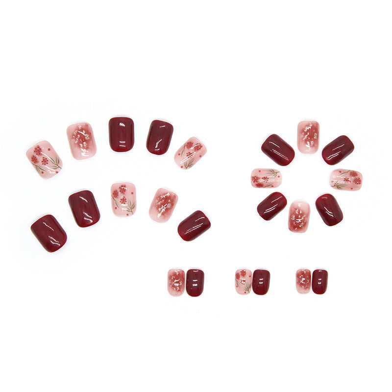 Wholesale  24 Pieces/box Rose Red Nails Kits Nail Stickers