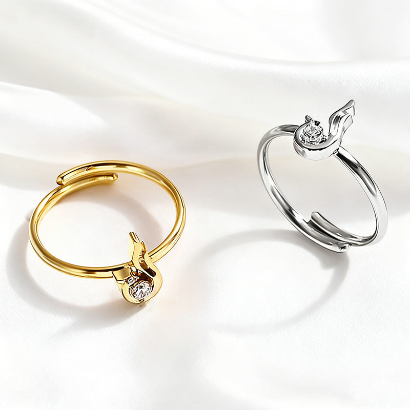 Wholesale 2PCS Steel Titanium Zircon Ring