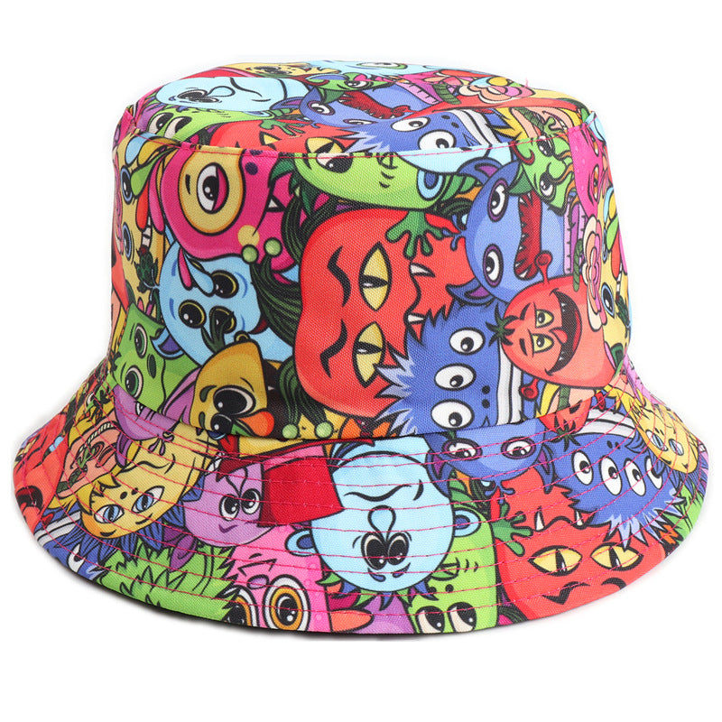 Wholesale Painted Print Bucket Hat Tiger Head Double Sided ACC-HT-LueLan012