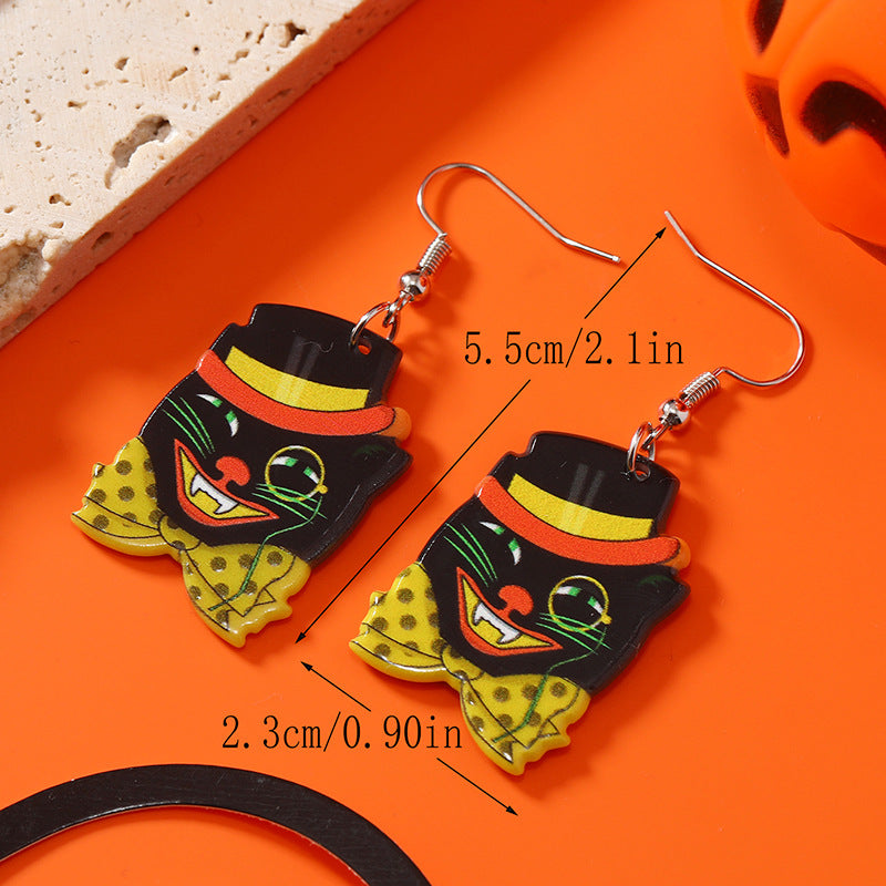 Wholesale Pumpkin Ghost Halloween Party Acrylic Funny Earrings ACC-ES-Haoc002