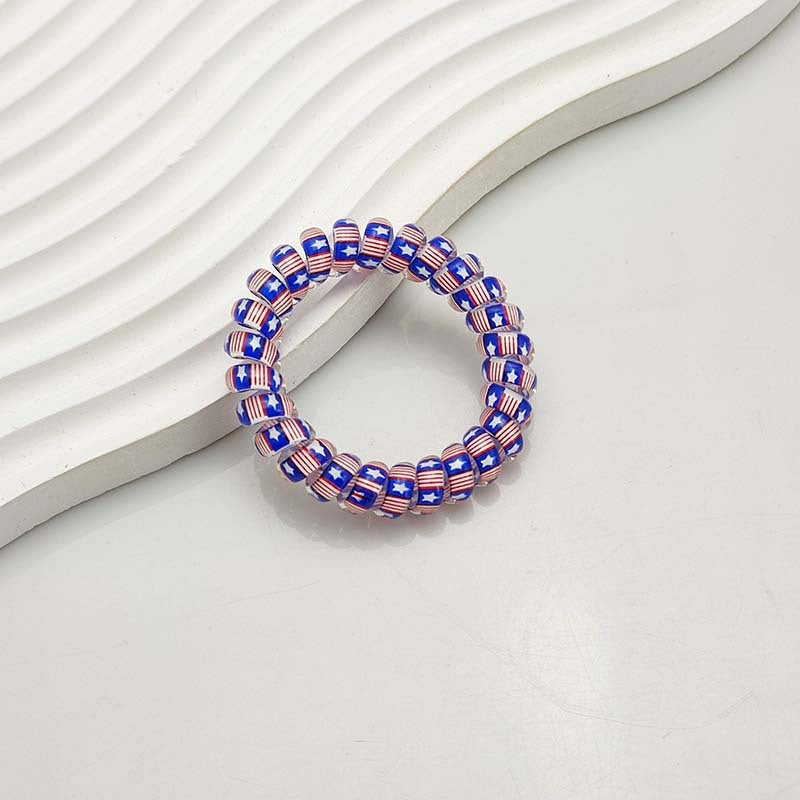 Wholesale American Flag Phone Wire Hair Tie Hair Scrunchies Independence Day ACC-HS-MengKa001