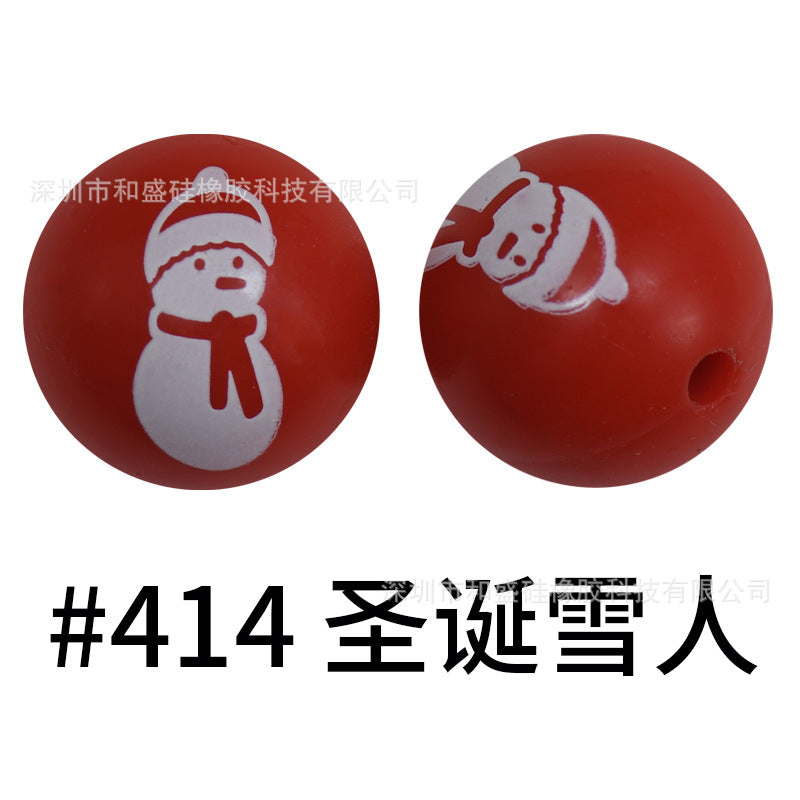 Wholesale 50pcs 15mm Western Style Leopard Skull Color Aztec Printed Silicone Balls Beads ACC-BDS-HeSheng002