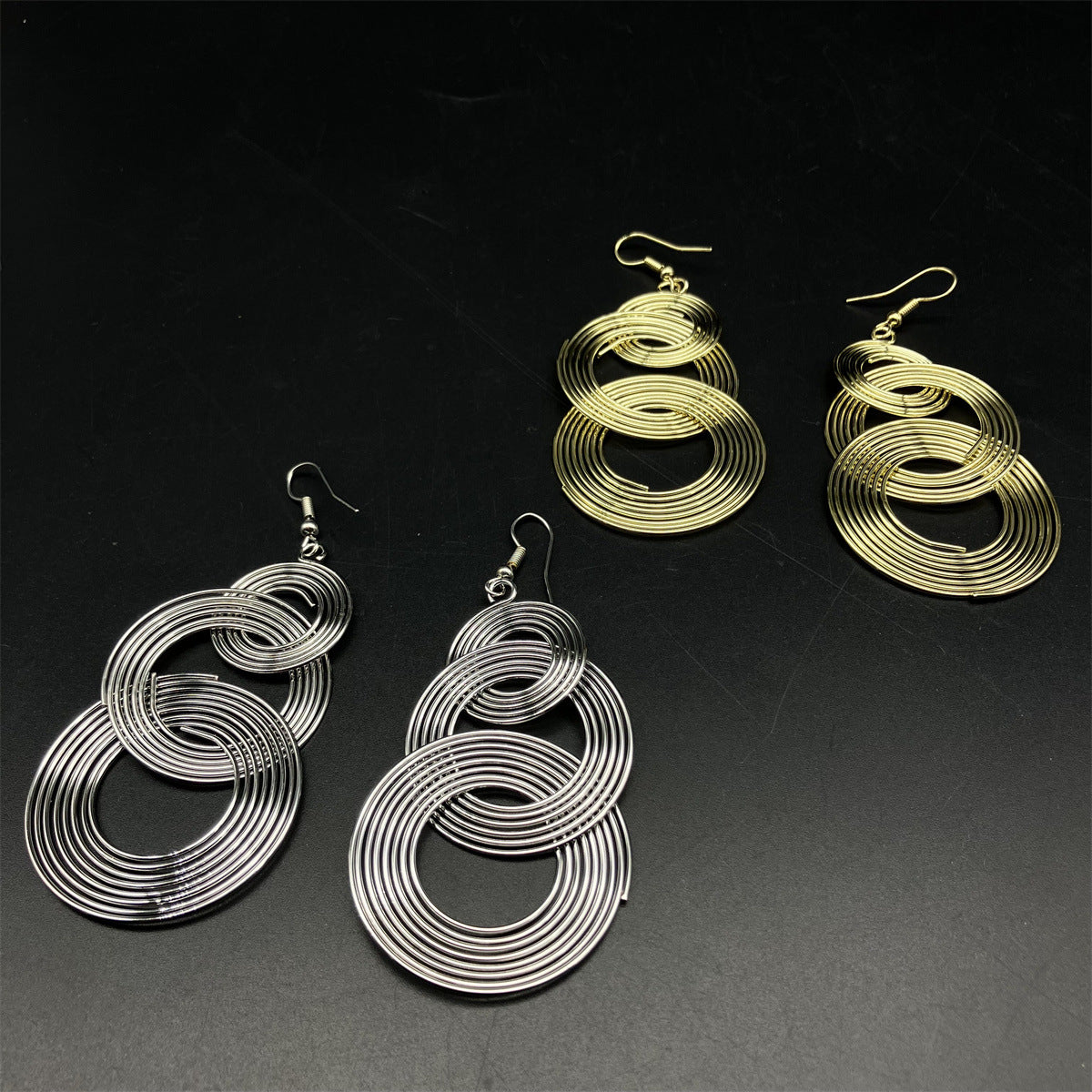 Wholesale Metal Electroplated Round Hoop Exaggerated Long Earrings ACC-ES-FX062