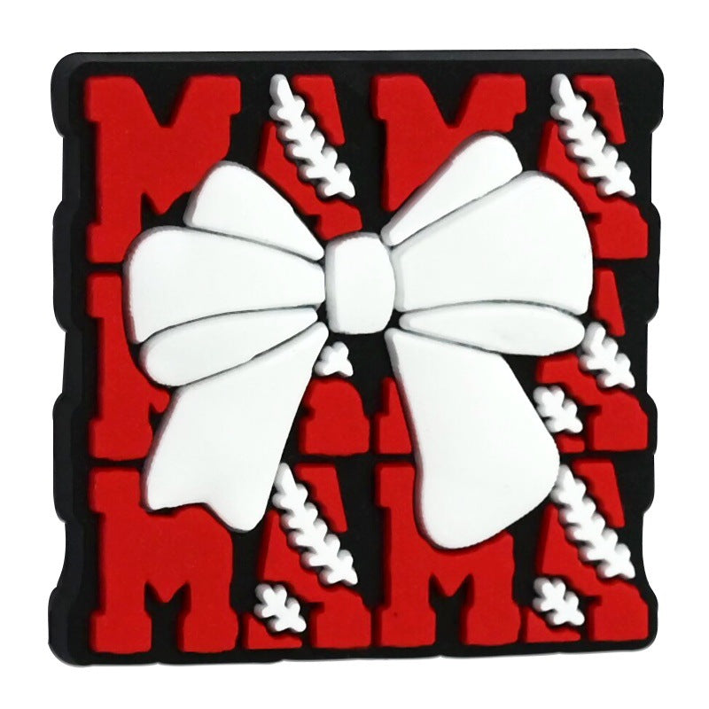 Wholesale 100pcs randomly Baseball series PVC soft rubber double-sided perforated cartoon bead ornaments