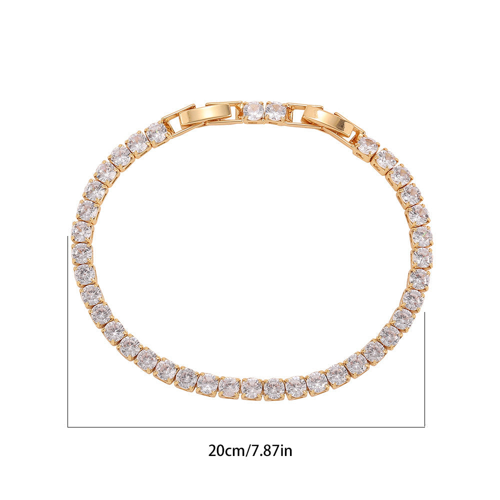 Wholesale Stainless Steel 18K Gold Micro-inlaid Square Zircon Tennis Bracelet