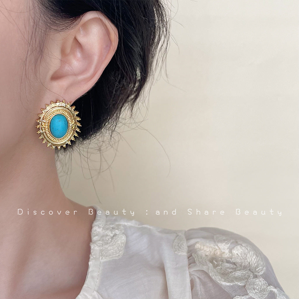Wholesale  turquoise earrings retro light luxury earrings